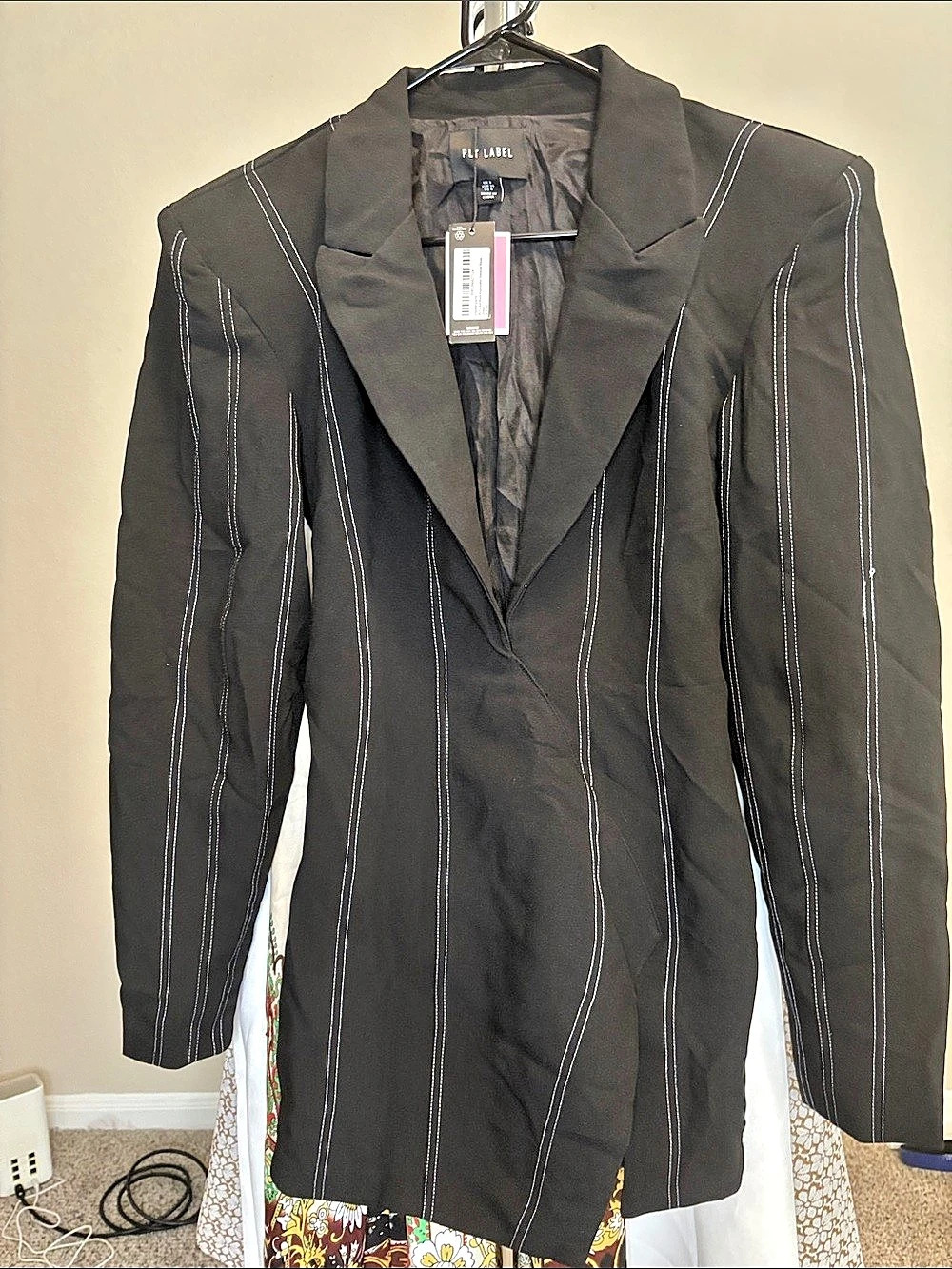 Pretty little thing Black Striped Blazer Size 4 NWT